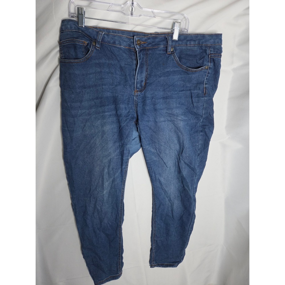 Ellen Tracy Jeans Womens Blue Medium Wash Skinny Mid Tapered Leg